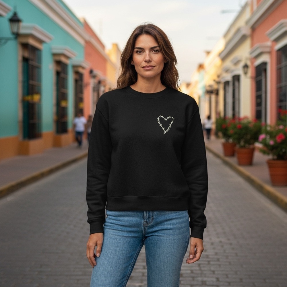 The Kooples | Organic Cotton Heart Embroidery Sweatshirt | Black | EU 2 | US M
